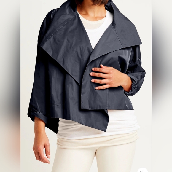 PLANET by Lauren G Nylon Asymmetrical Black Jacket One Size - Picture 1 of 16